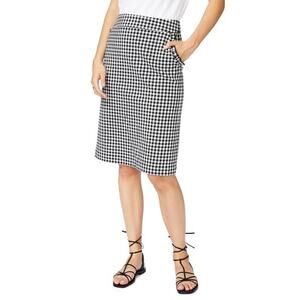 Court & Rowe Black Gingham Pencil Skirt Ruffle Detail, Pockets, Stretch Size 12